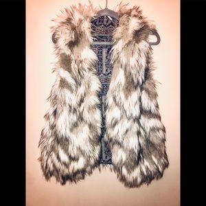 Free People Natural Faux Fur Vest